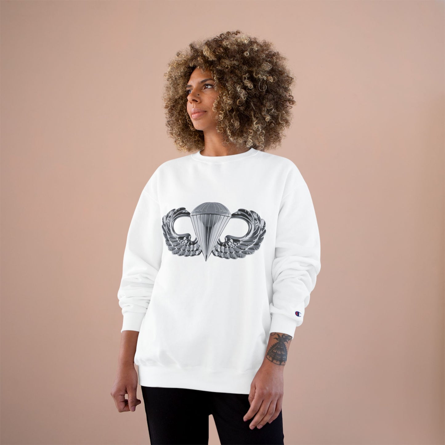 Champion Sweatshirt with Airborne Silver Winged Design - Perfect for Casual Wear and Gifting