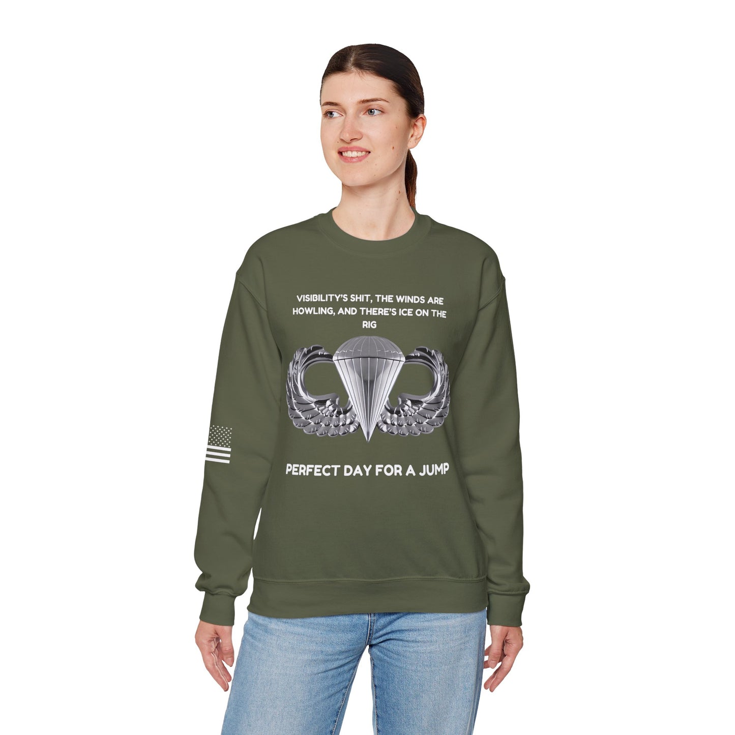 Airborne Sweatshirt, Perfect Day Crewneck, Adventure Apparel, Sporty Military Gift, Motivational Clothing