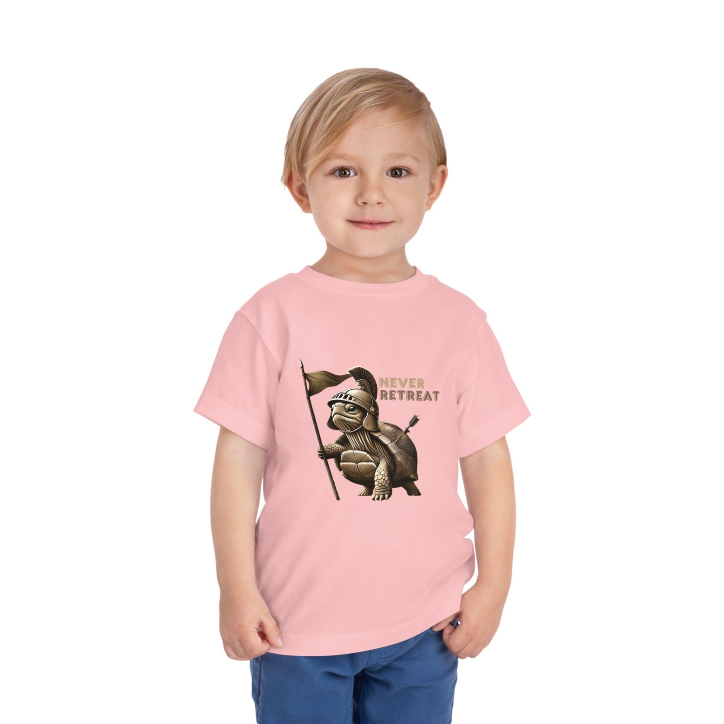 Never Retreat Toddler T-Shirt - Cute Warrior Turtle Design