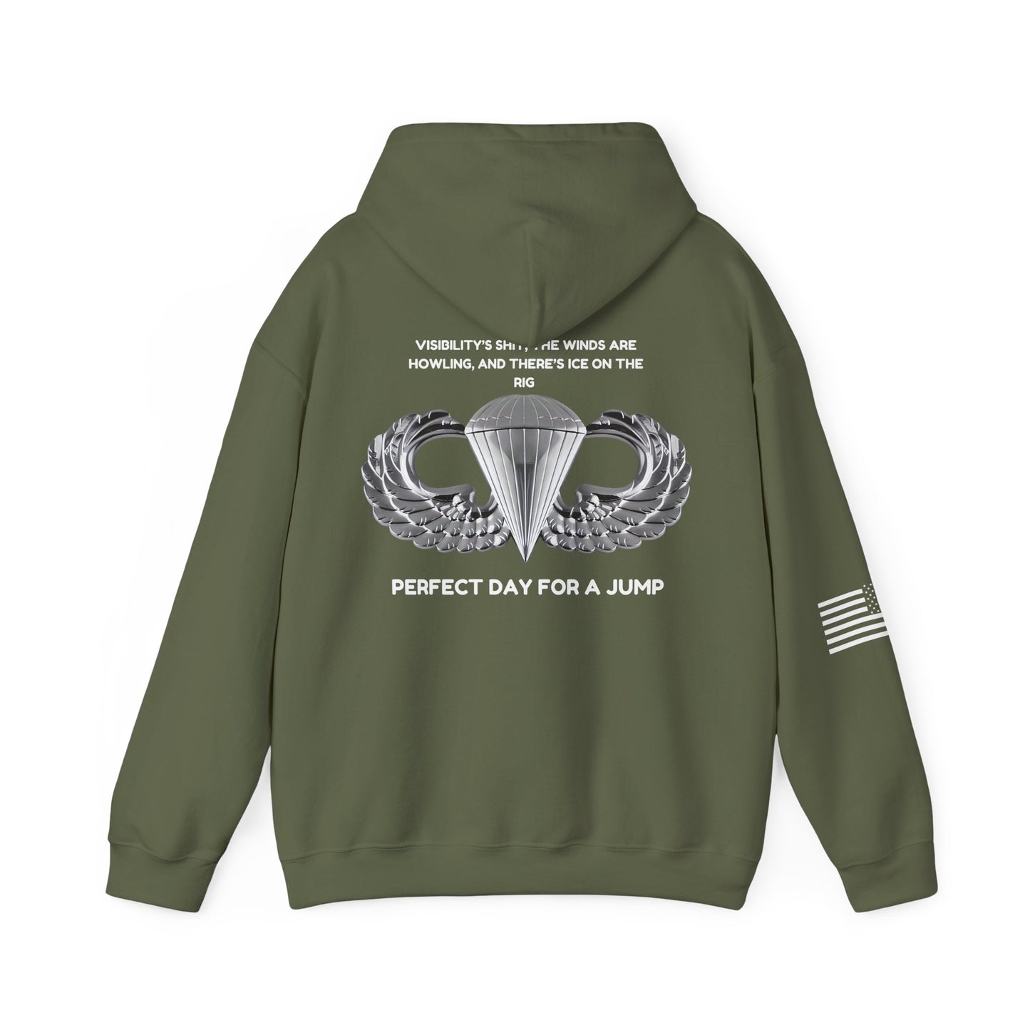 Airborne Unisex Heavy Blend Hoodie - Perfect Day For A Jump, Army, Veteran, Patriotic, Casual Wear, Gift for Airborne Enthusiasts