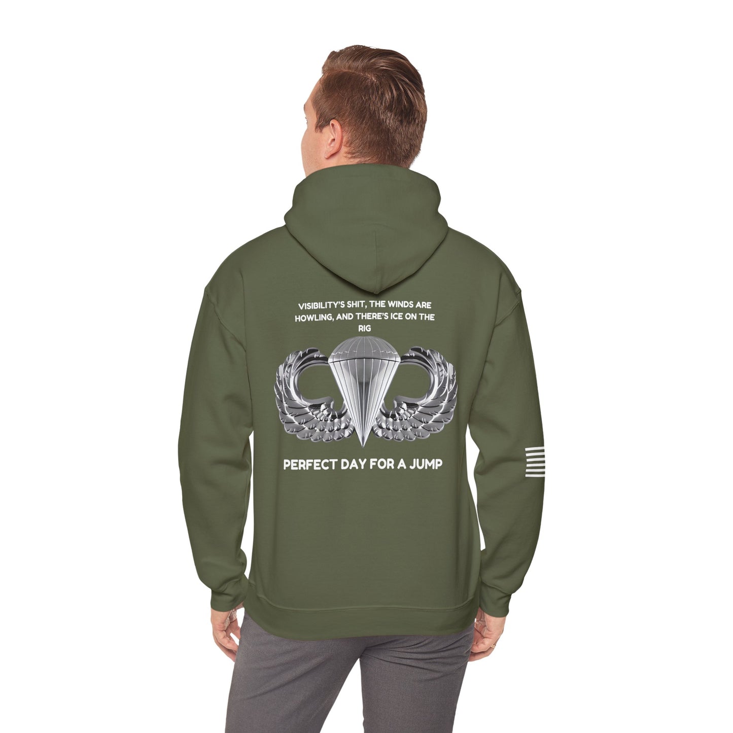 Airborne Unisex Heavy Blend Hoodie - Perfect Day For A Jump, Army, Veteran, Patriotic, Casual Wear, Gift for Airborne Enthusiasts