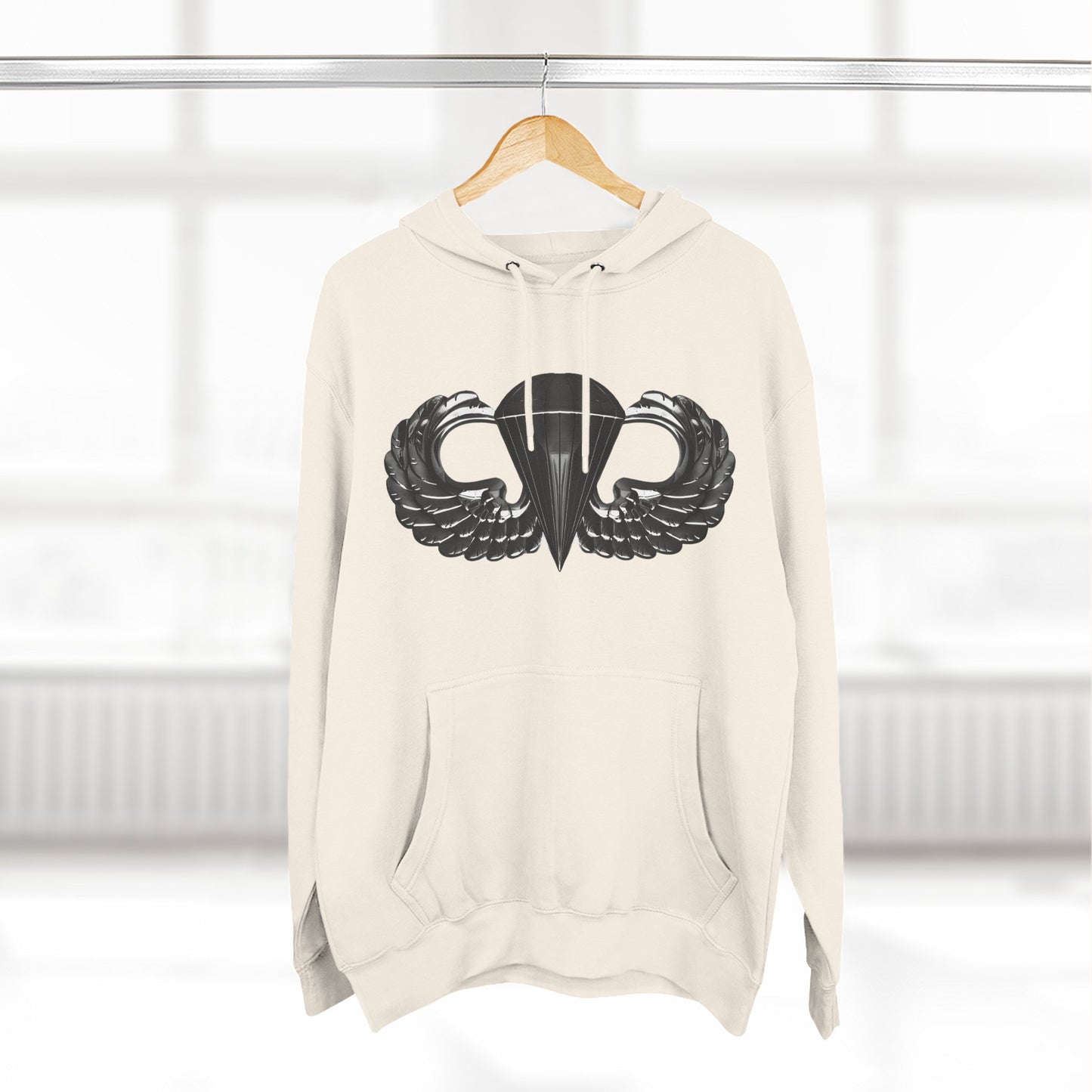 Airborne Black Winged, Cozy Three-Panel Fleece Hoodie for Everyday Comfort