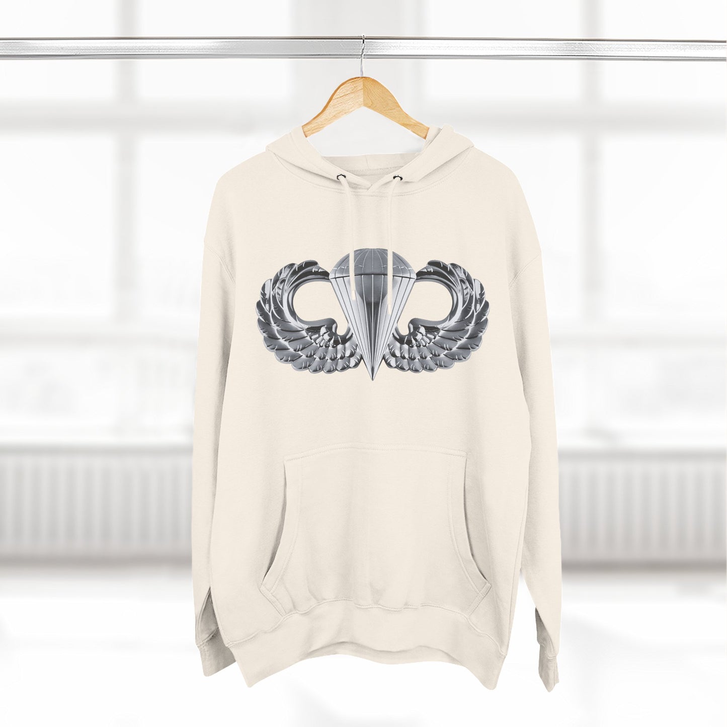 Airborne Silver Winged Cozy Three-Panel Fleece Hoodie for Everyday Comfort