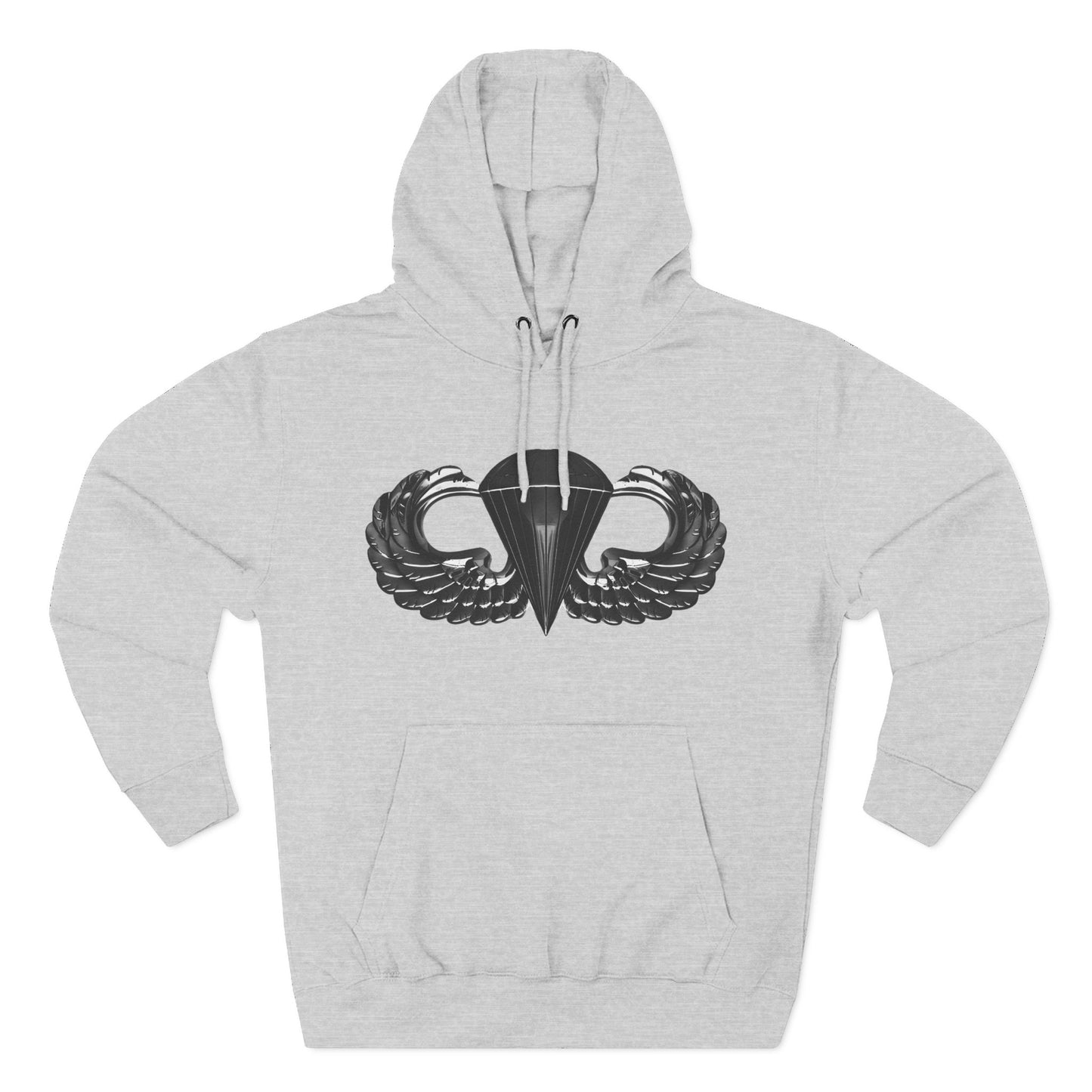 Airborne Black Winged, Cozy Three-Panel Fleece Hoodie for Everyday Comfort