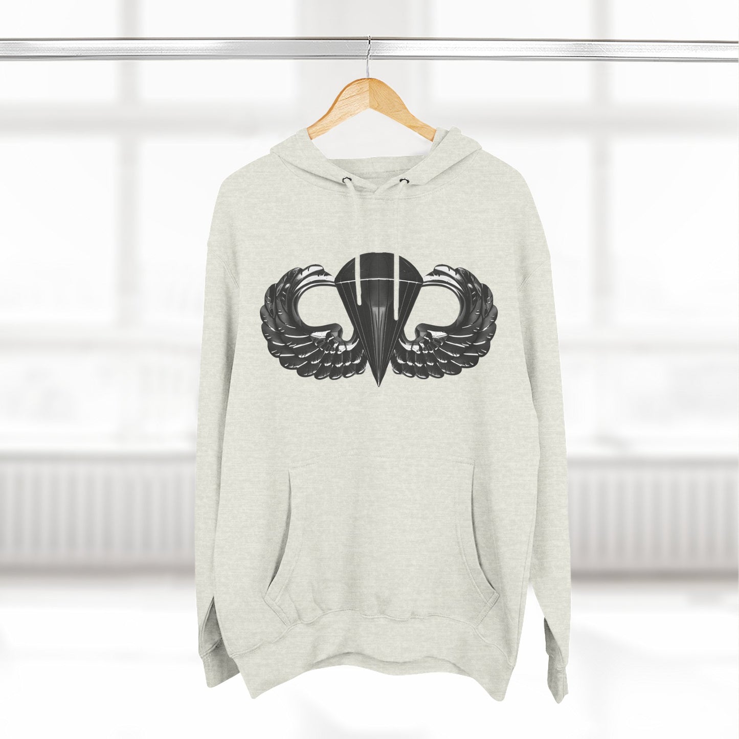 Airborne Black Winged, Cozy Three-Panel Fleece Hoodie for Everyday Comfort