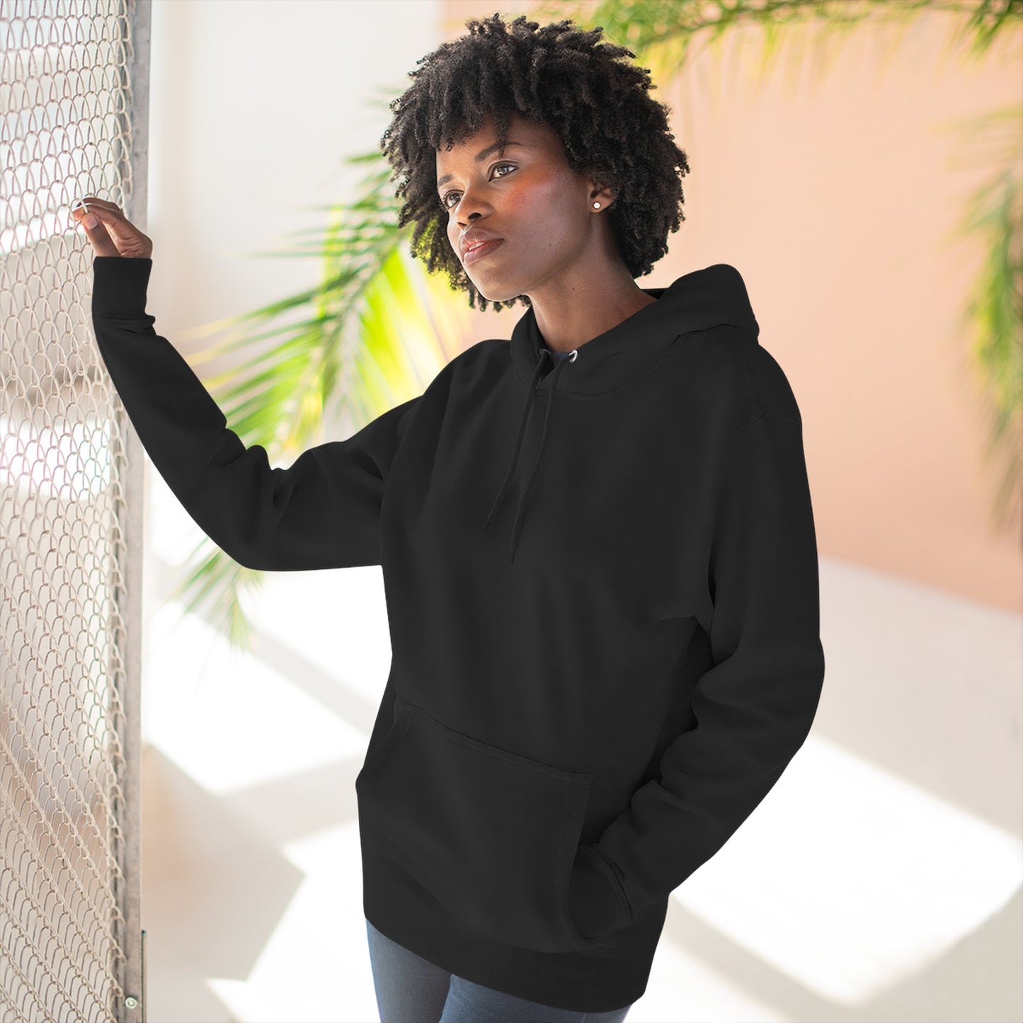 Airborne Black Winged on Back, Cozy Three-Panel Fleece Hoodie for Everyday Comfort