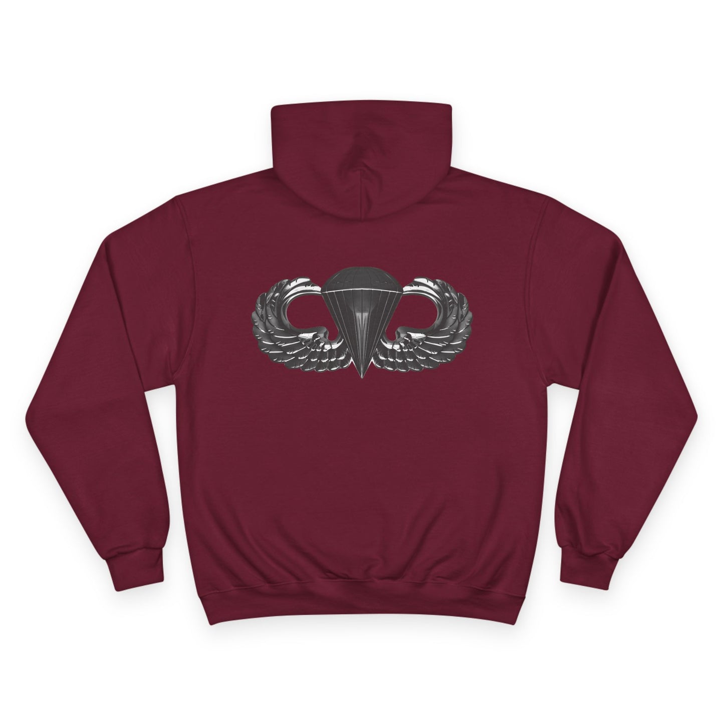 Champion Hoodie with Airborne Black Wings Design On Back- Stylish and Comfy for Active Lifestyles