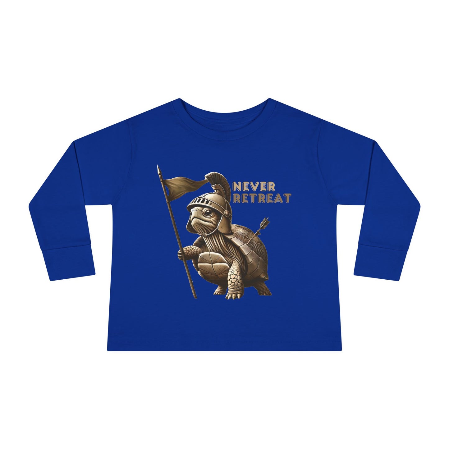 Toddler Long Sleeve Tee - 'Never Retreat' Warrior Turtle Design