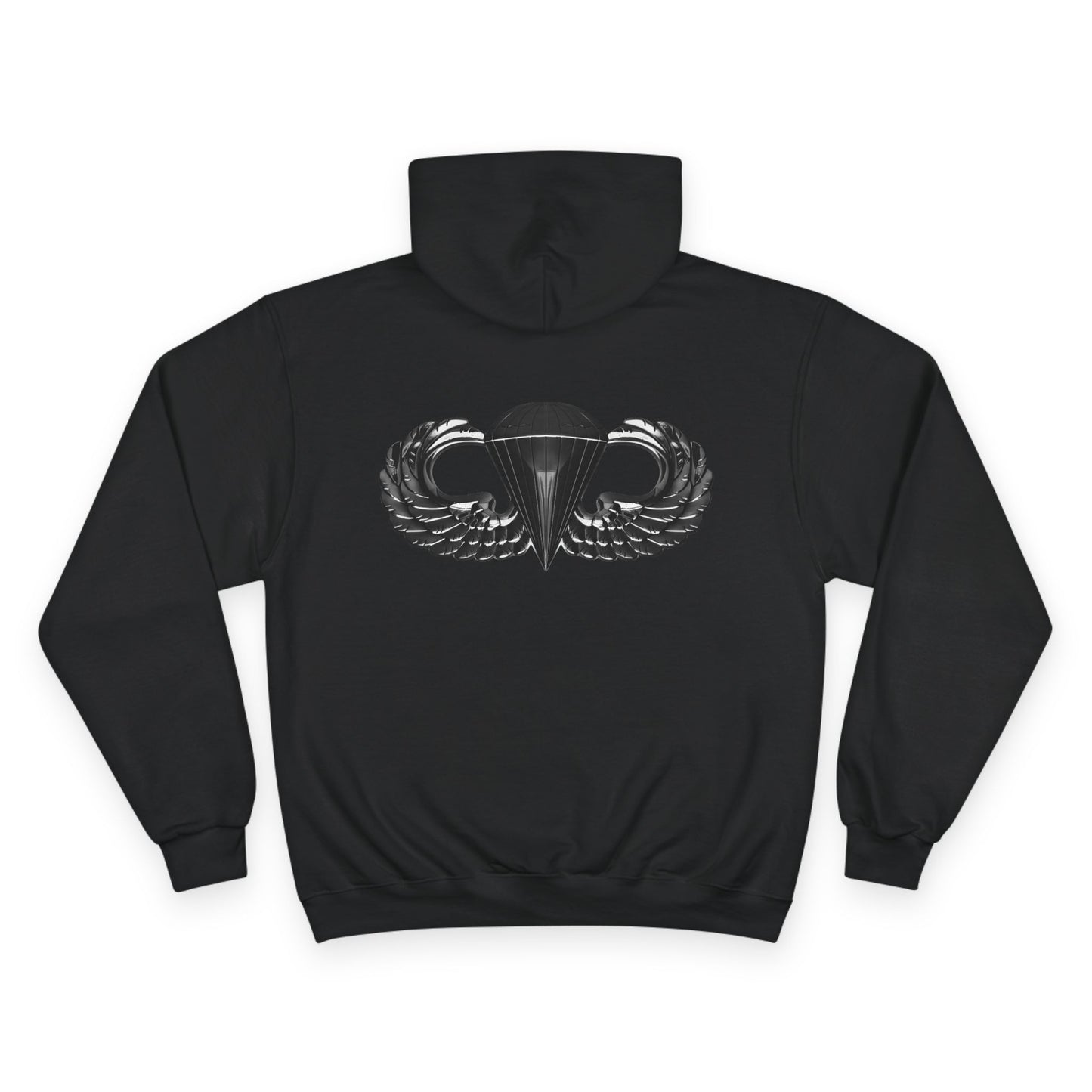 Champion Hoodie with Airborne Black Wings Design On Back- Stylish and Comfy for Active Lifestyles