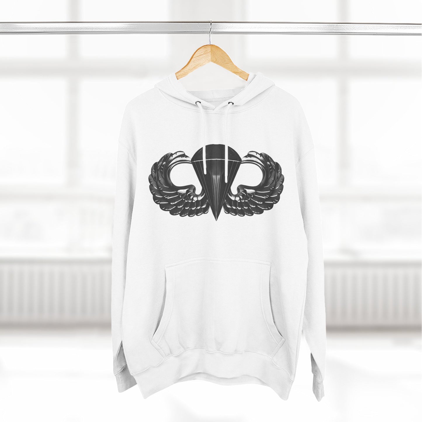 Airborne Black Winged, Cozy Three-Panel Fleece Hoodie for Everyday Comfort