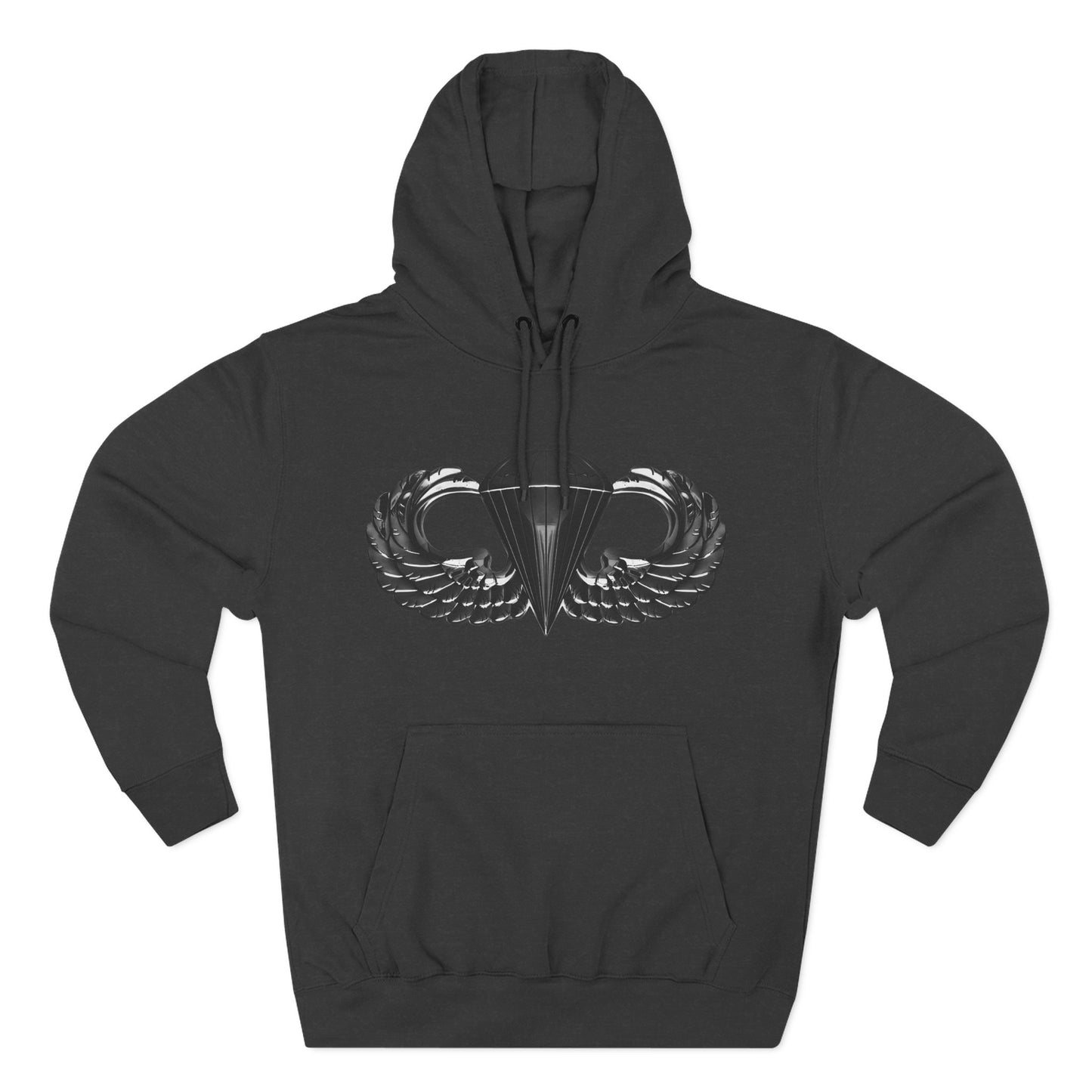 Airborne Black Winged, Cozy Three-Panel Fleece Hoodie for Everyday Comfort