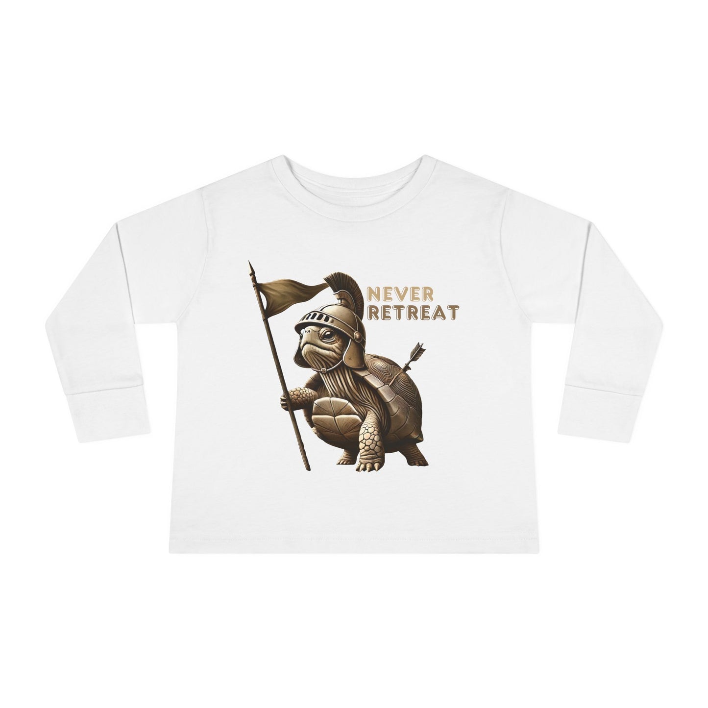 Toddler Long Sleeve Tee - 'Never Retreat' Warrior Turtle Design