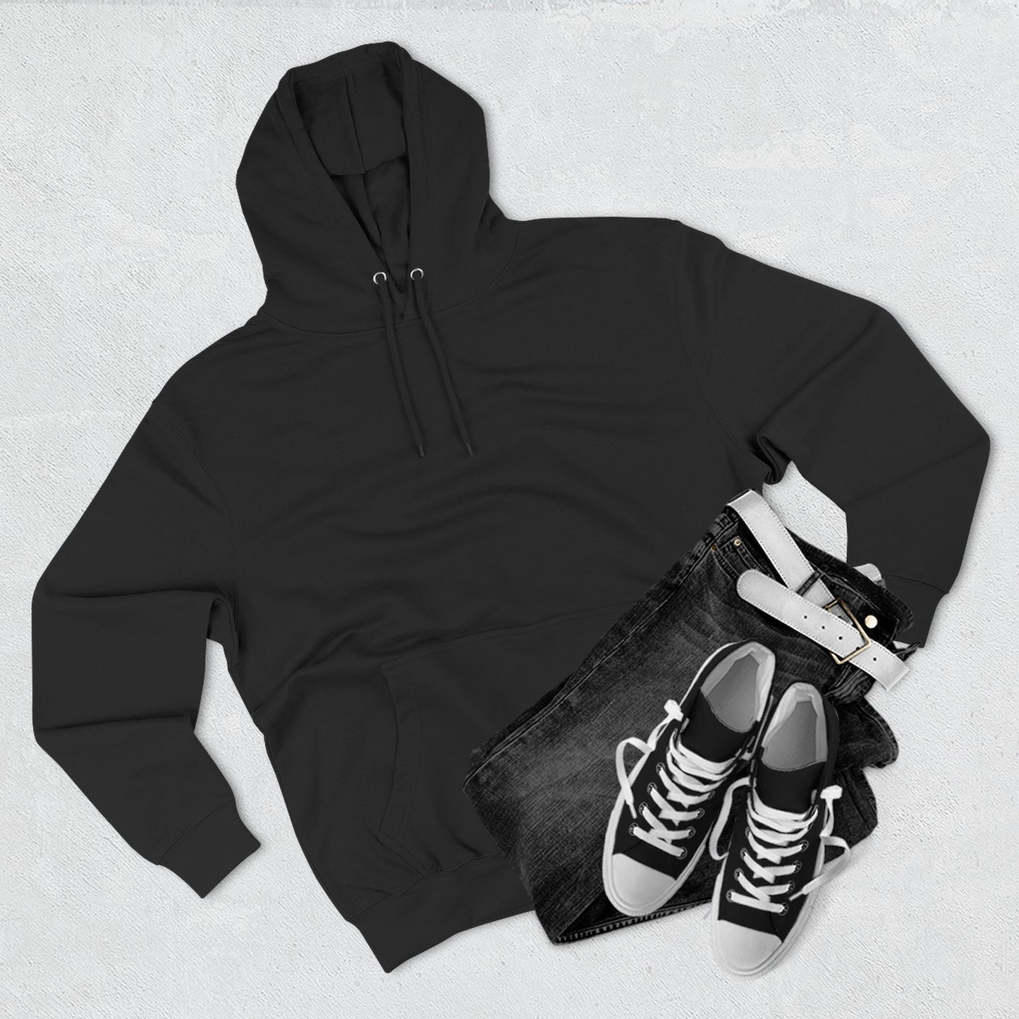 Airborne Black Winged on Back, Cozy Three-Panel Fleece Hoodie for Everyday Comfort