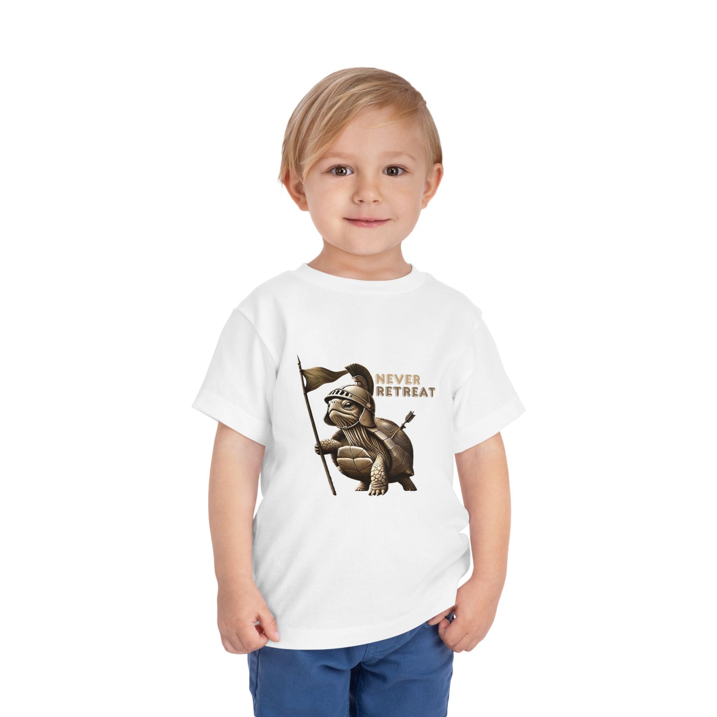 Never Retreat Toddler T-Shirt - Cute Warrior Turtle Design