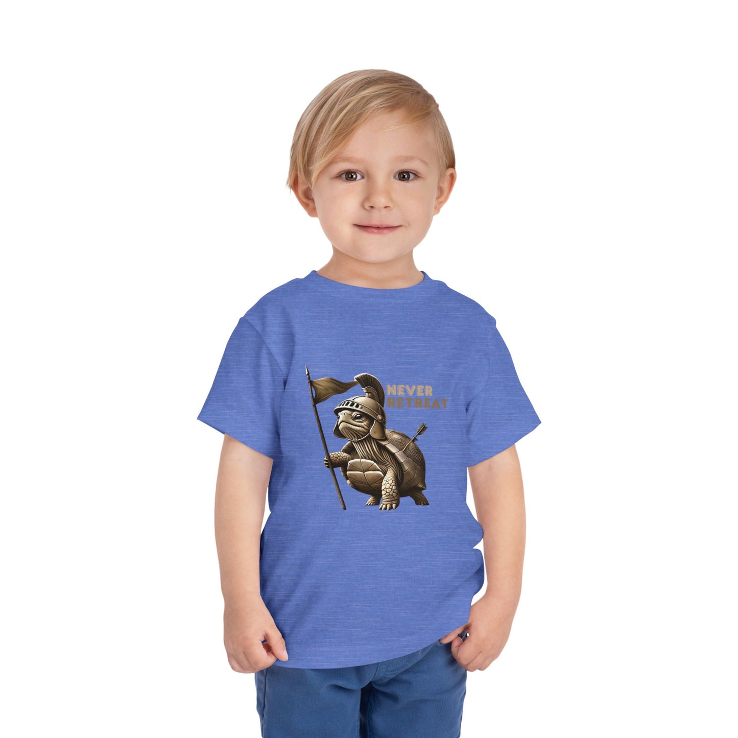 Never Retreat Toddler T-Shirt - Cute Warrior Turtle Design