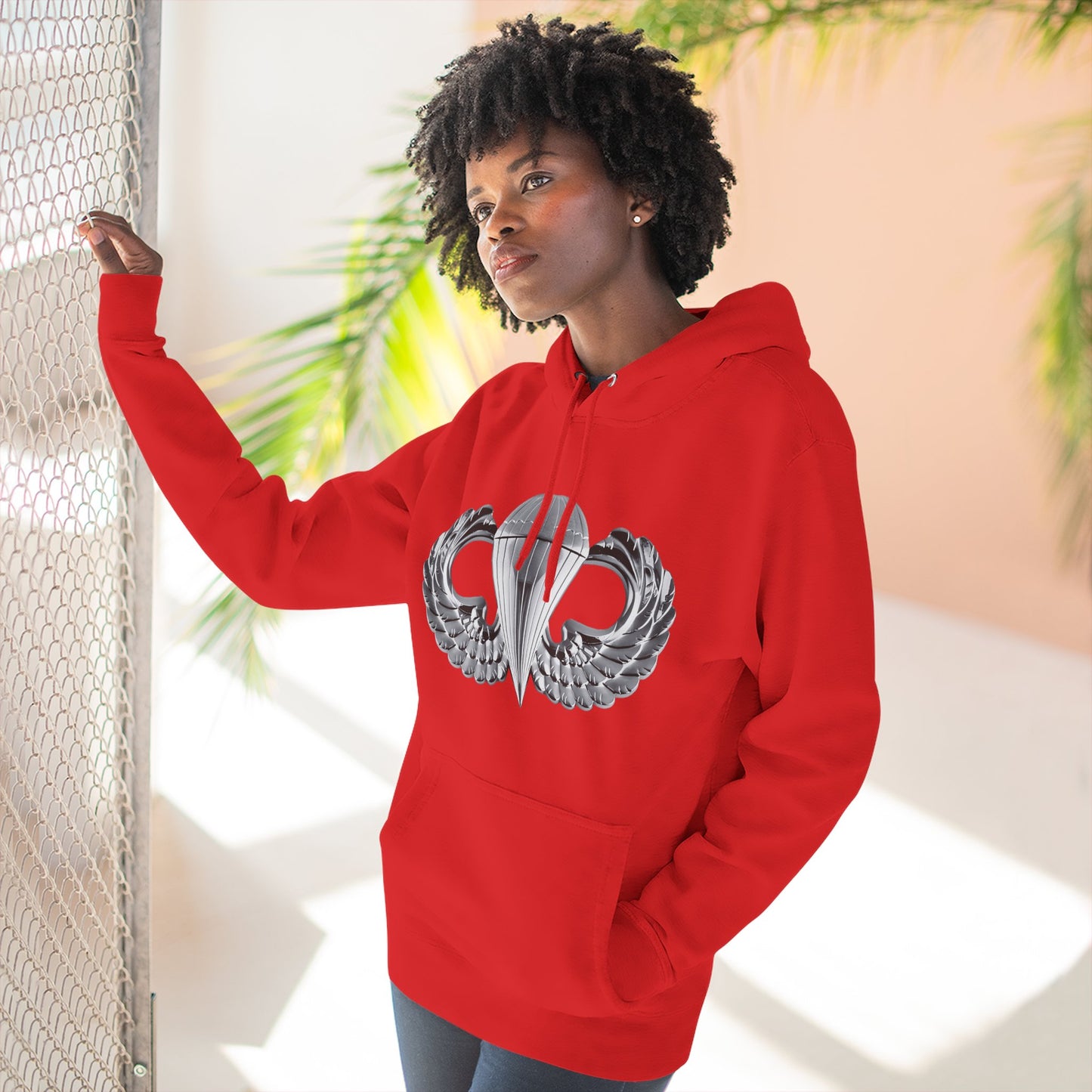 Airborne Silver Winged Cozy Three-Panel Fleece Hoodie for Everyday Comfort