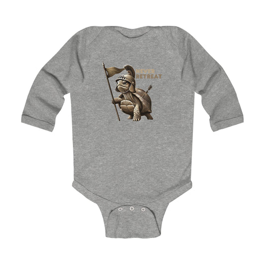 Never Retreat Cute Brave Warrior turtle Infant Long Sleeve Bodysuit