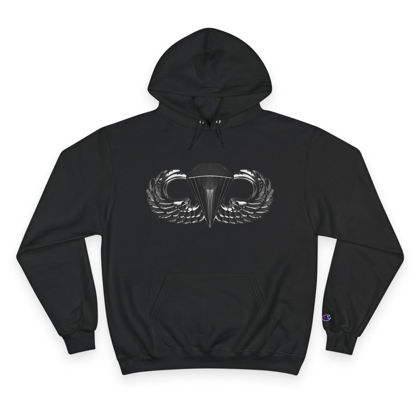 Champion Hoodie with Airborne Black Wings Design - Stylish and Comfy for Active Lifestyles