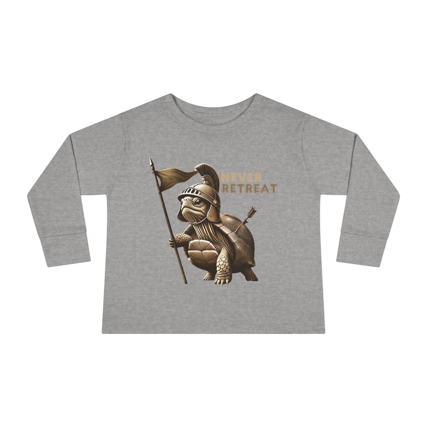 Toddler Long Sleeve Tee - 'Never Retreat' Warrior Turtle Design