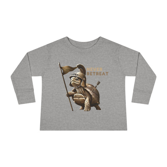 Toddler Long Sleeve Tee - 'Never Retreat' Warrior Turtle Design