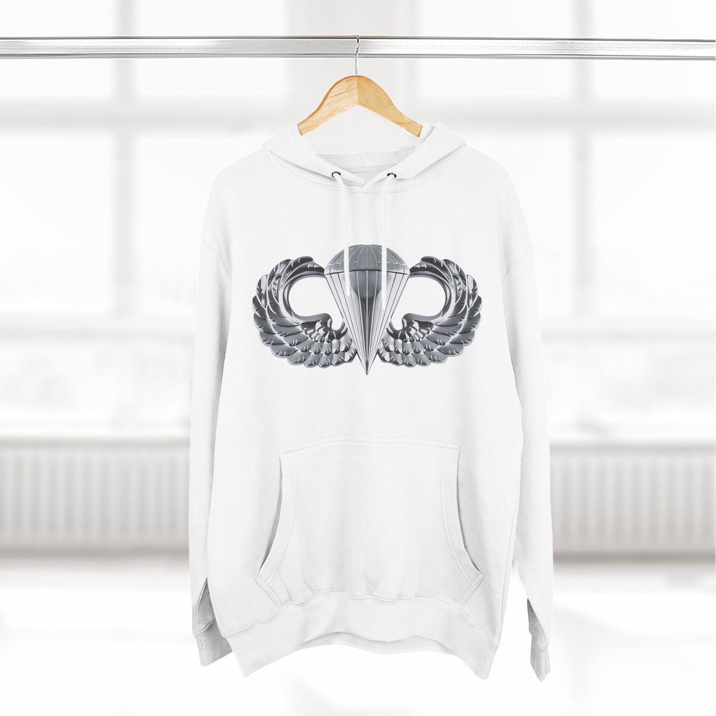 Airborne Silver Winged Cozy Three-Panel Fleece Hoodie for Everyday Comfort