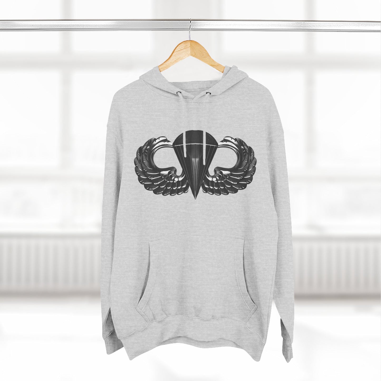 Airborne Black Winged, Cozy Three-Panel Fleece Hoodie for Everyday Comfort