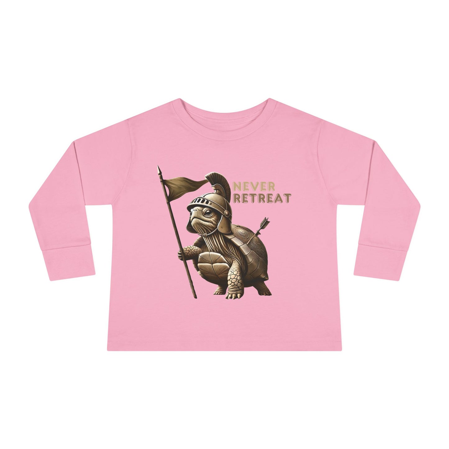 Toddler Long Sleeve Tee - 'Never Retreat' Warrior Turtle Design