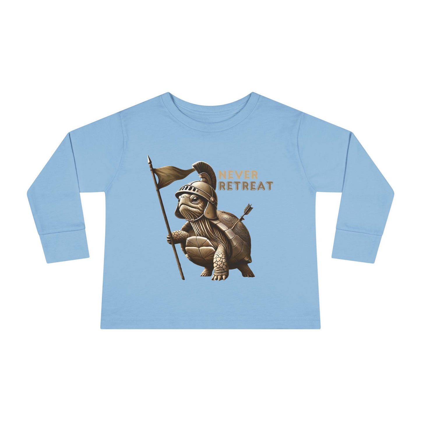 Toddler Long Sleeve Tee - 'Never Retreat' Warrior Turtle Design