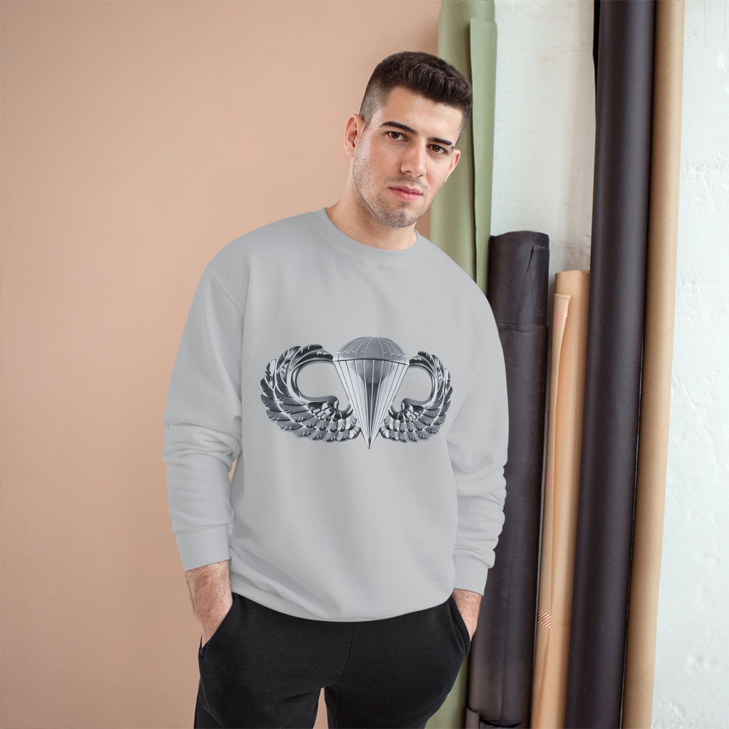 Champion Sweatshirt with Airborne Silver Winged Design - Perfect for Casual Wear and Gifting