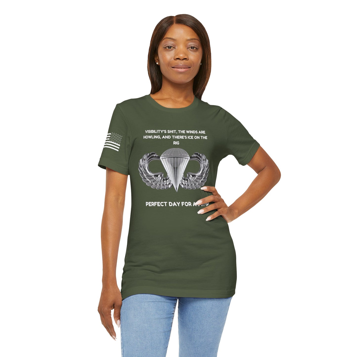 Airborne Military Unisex Tee - Army Navy Marines Airforce, Lightweight Airlume Cotton Shirt, Casual & Semi-Formal Wear, Military Holidays,