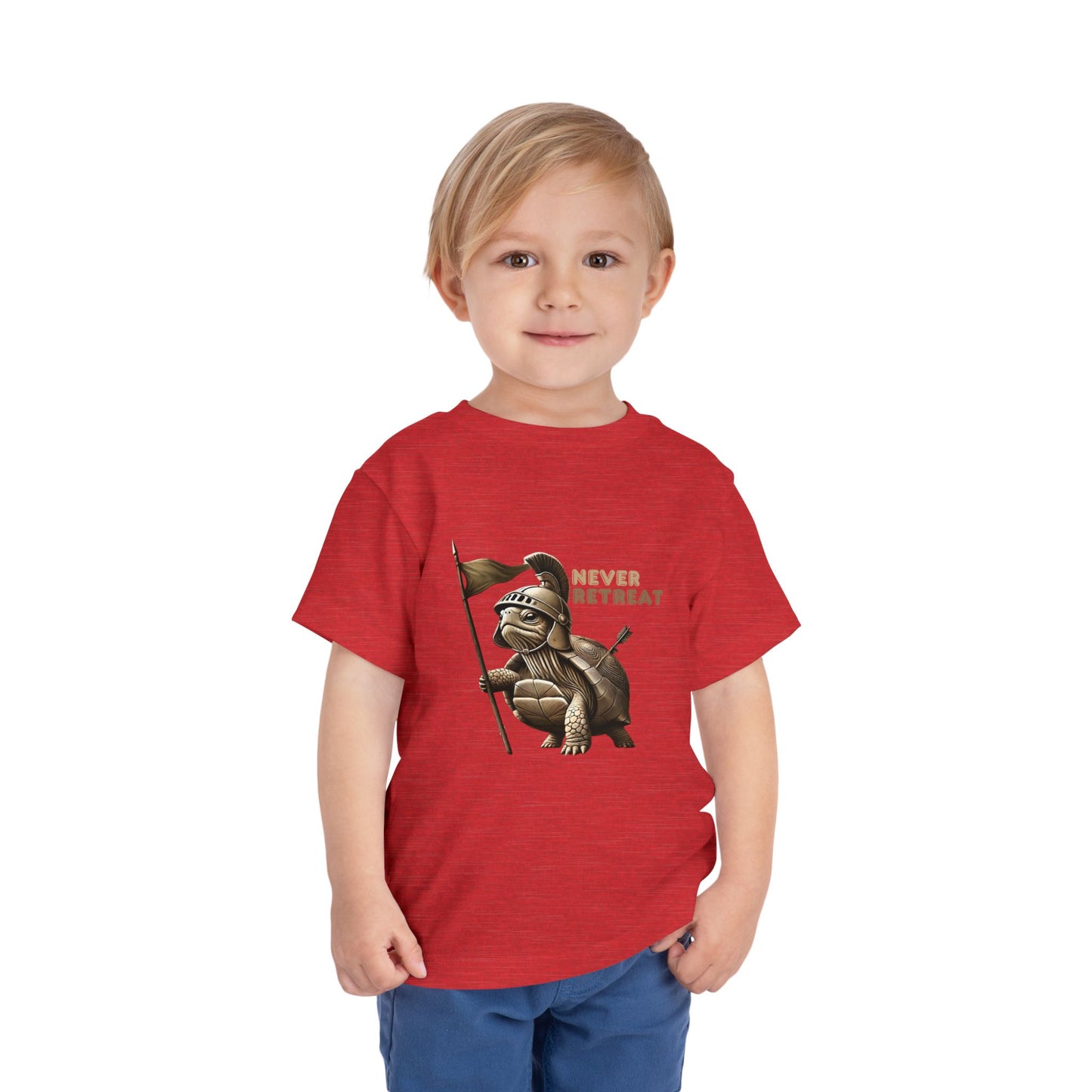 Never Retreat Toddler T-Shirt - Cute Warrior Turtle Design