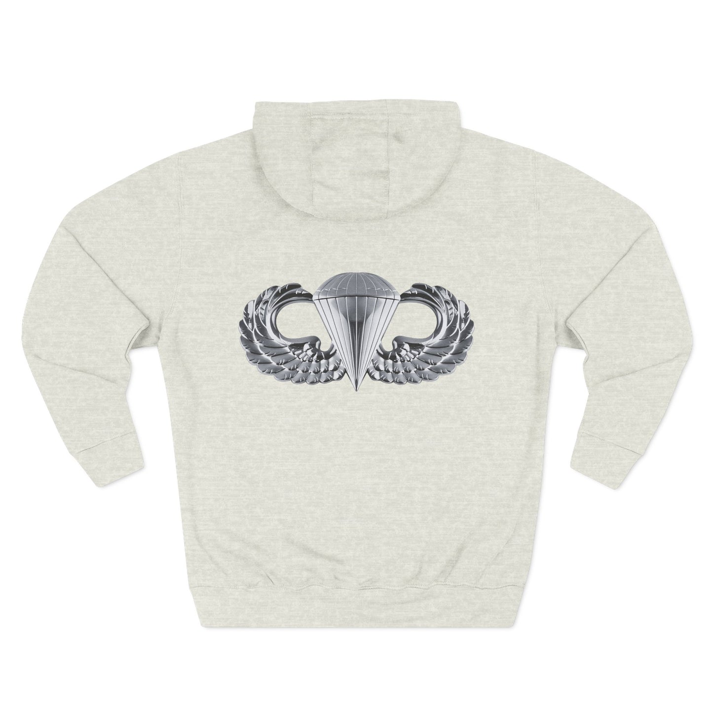 Airborne Silver Winged On Back, Cozy Three-Panel Fleece Hoodie for Everyday Comfort