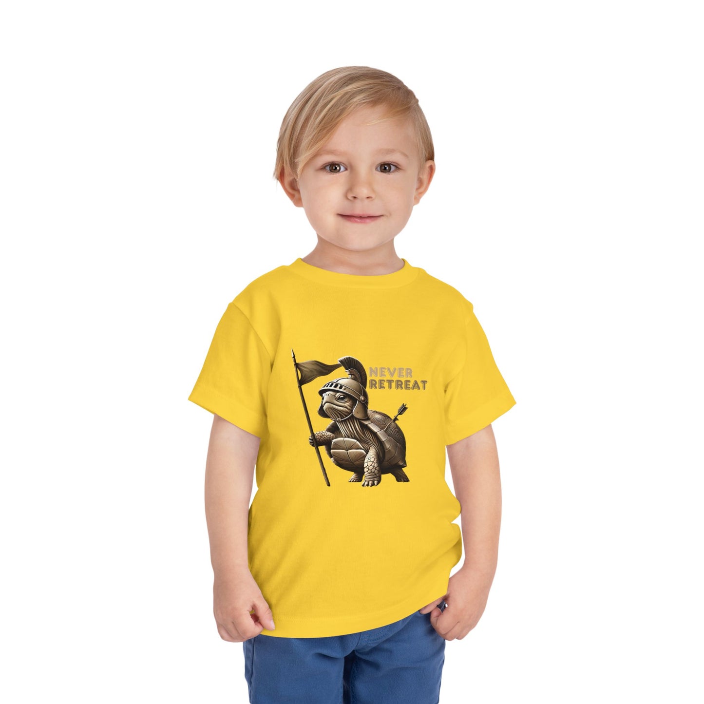 Never Retreat Toddler T-Shirt - Cute Warrior Turtle Design