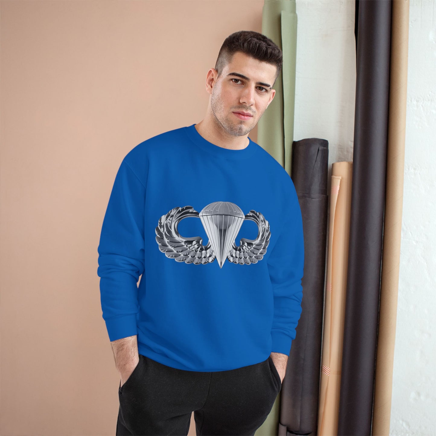 Champion Sweatshirt with Airborne Silver Winged Design - Perfect for Casual Wear and Gifting