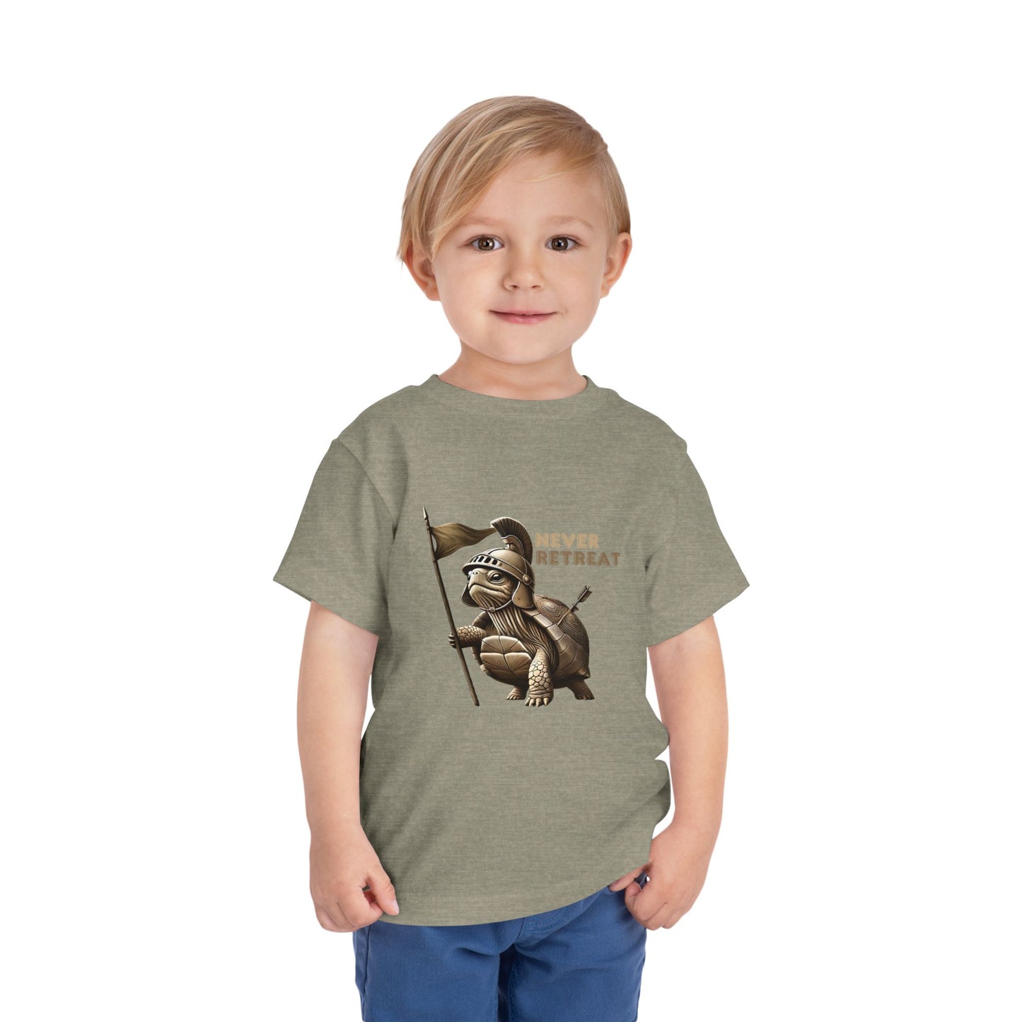 Never Retreat Toddler T-Shirt - Cute Warrior Turtle Design