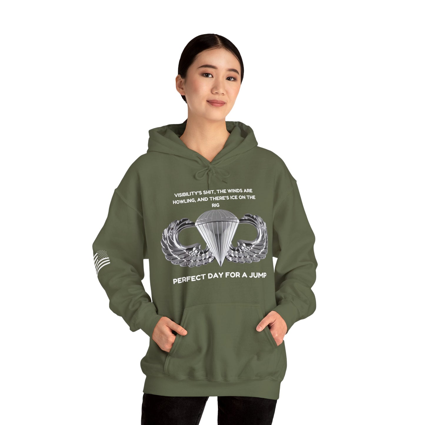 Airborne Unisex Heavy Blend Hoodie - Perfect Day For A Jump, Army, Veteran, Patriotic, Casual Wear, Gift for Airborne Enthusiasts