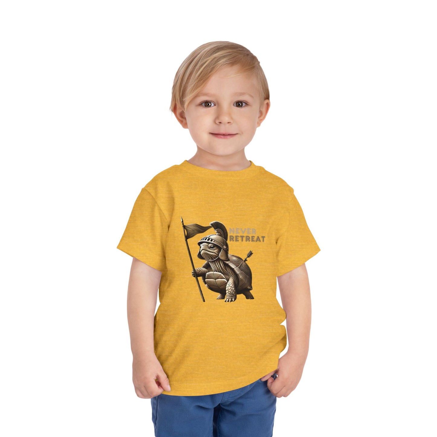 Never Retreat Toddler T-Shirt - Cute Warrior Turtle Design