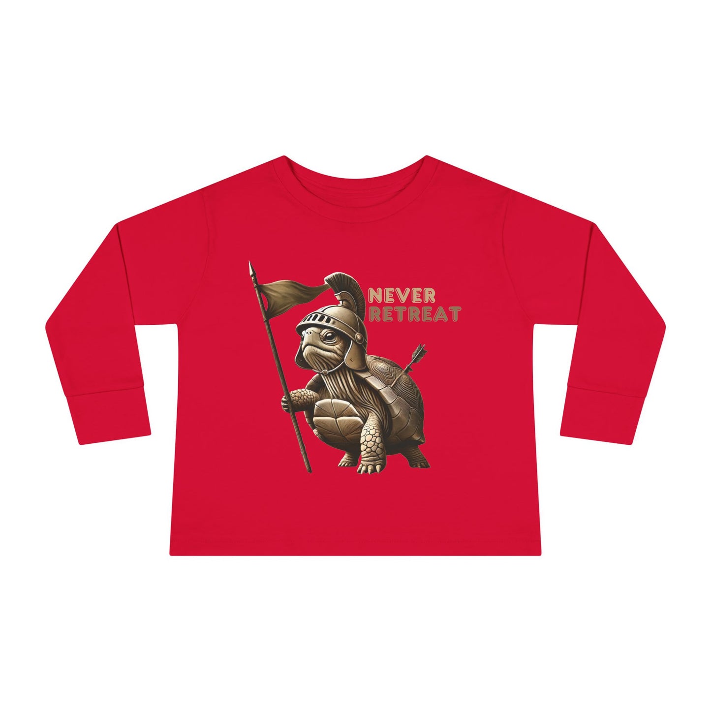 Toddler Long Sleeve Tee - 'Never Retreat' Warrior Turtle Design