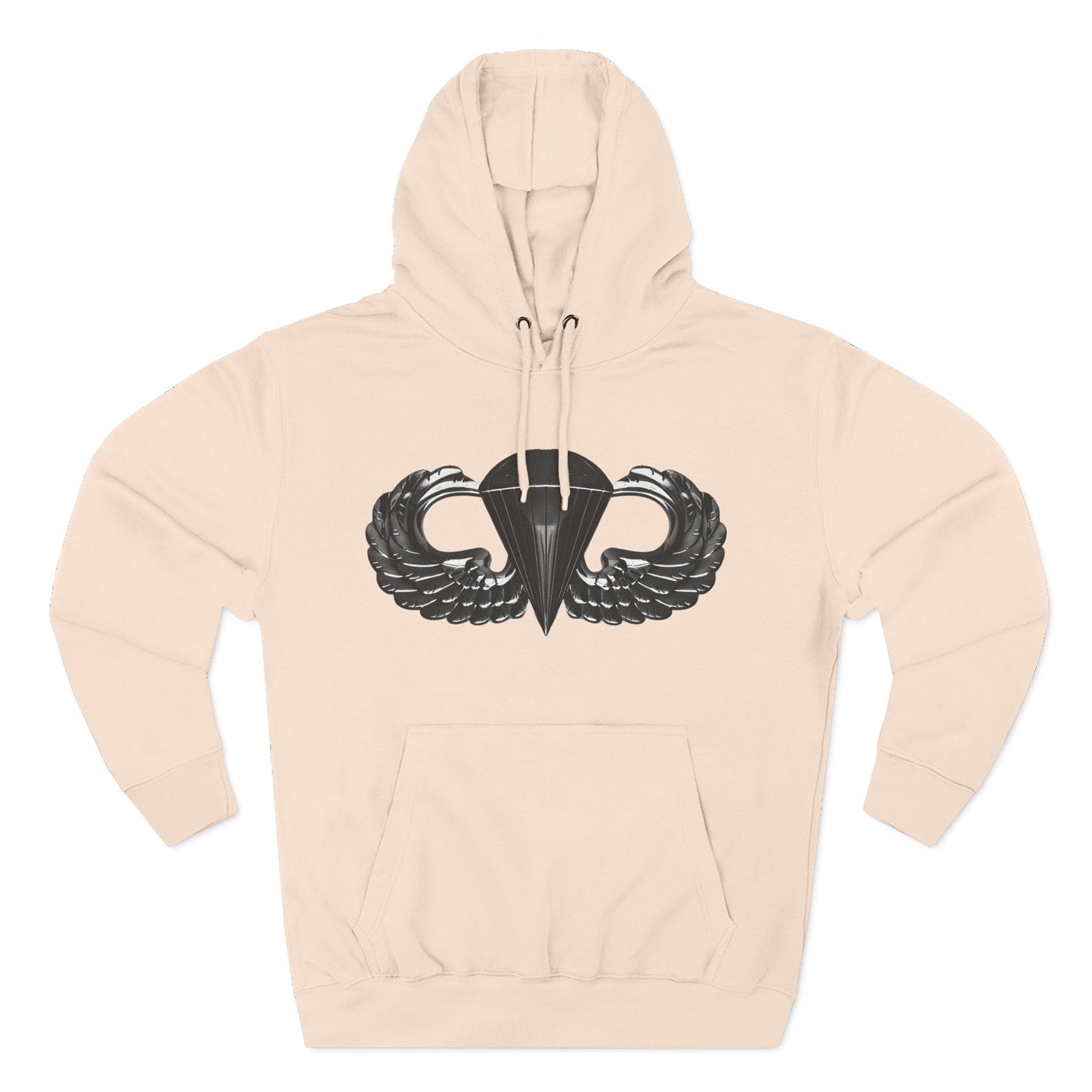 Airborne Black Winged, Cozy Three-Panel Fleece Hoodie for Everyday Comfort