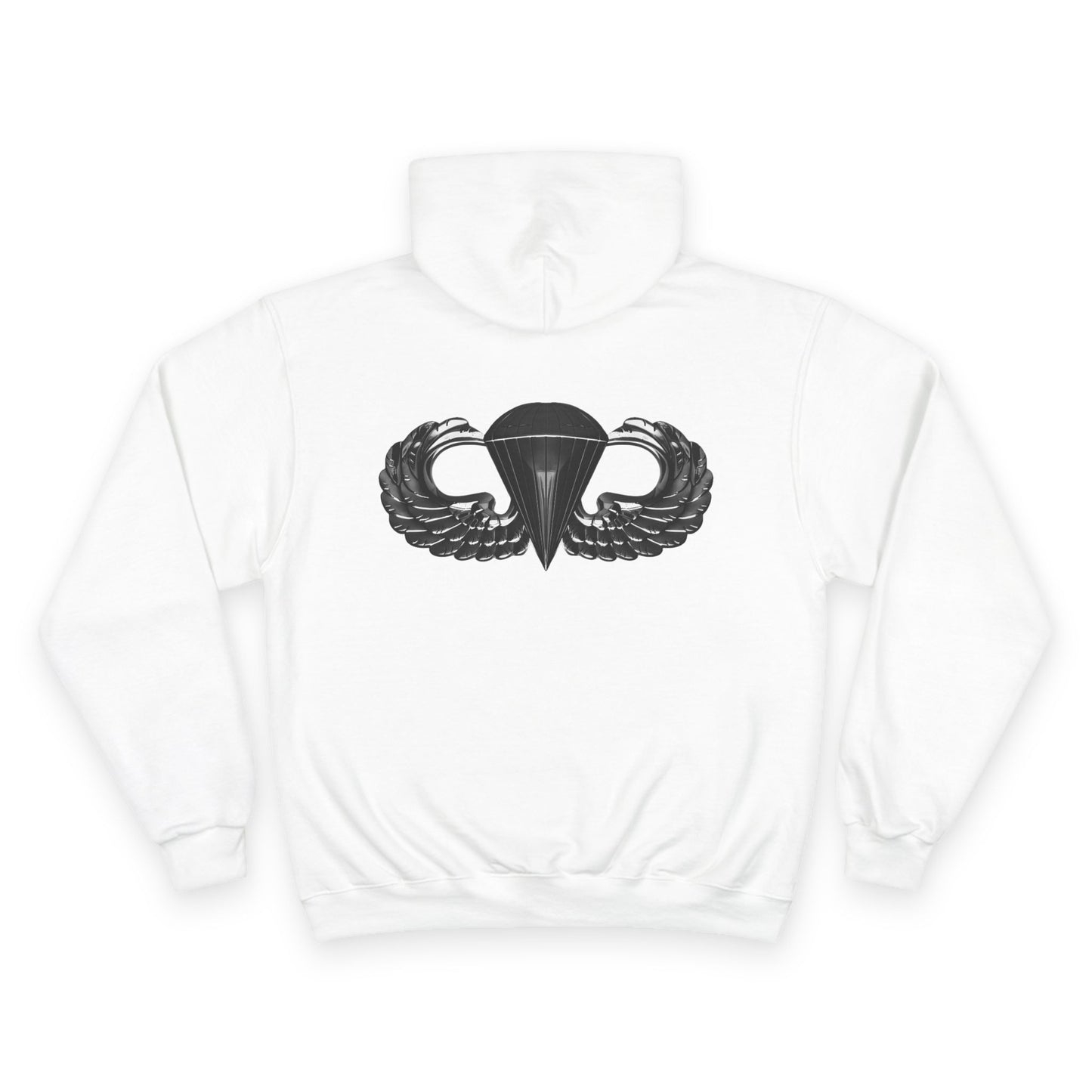 Champion Hoodie with Airborne Black Wings Design On Back- Stylish and Comfy for Active Lifestyles