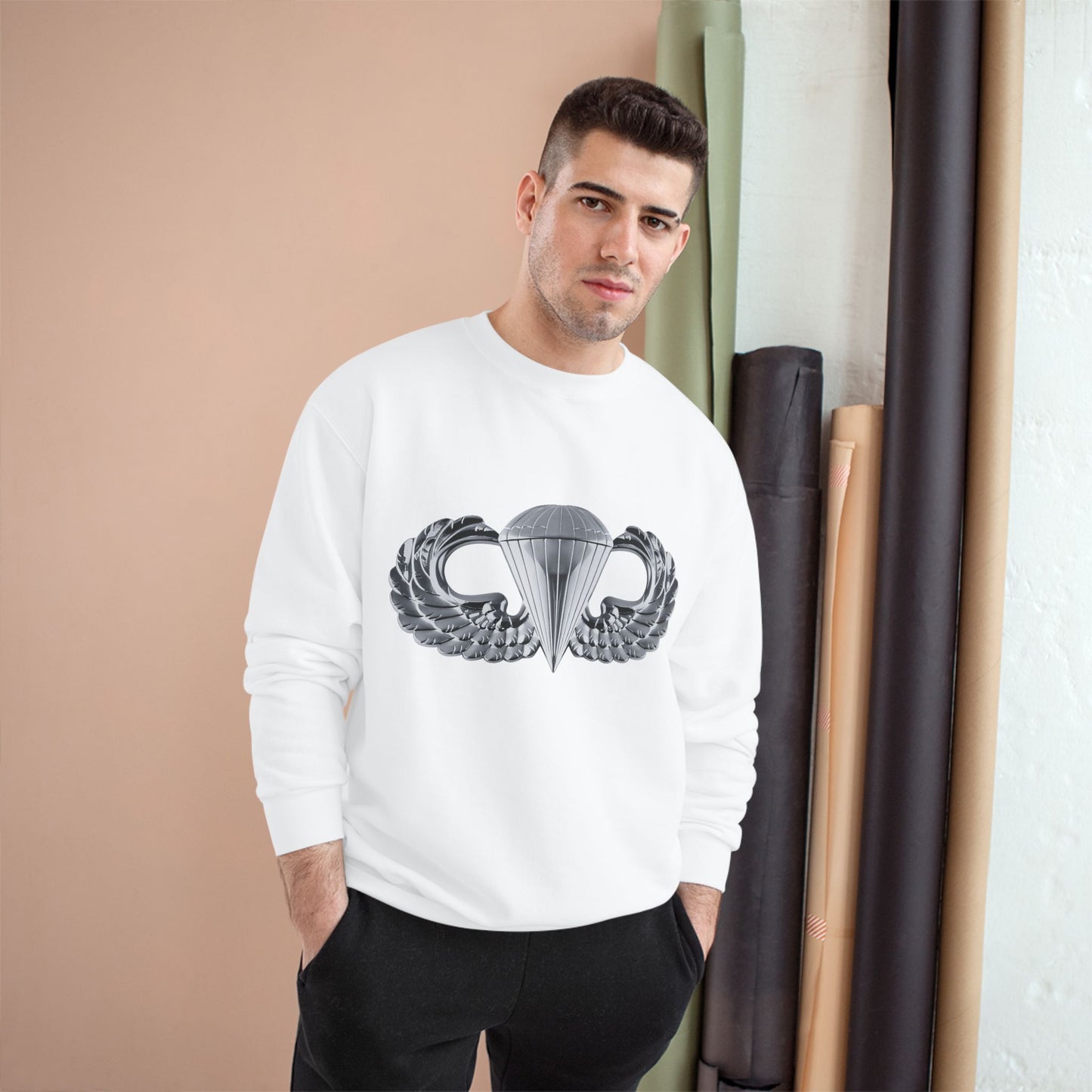 Champion Sweatshirt with Airborne Silver Winged Design - Perfect for Casual Wear and Gifting