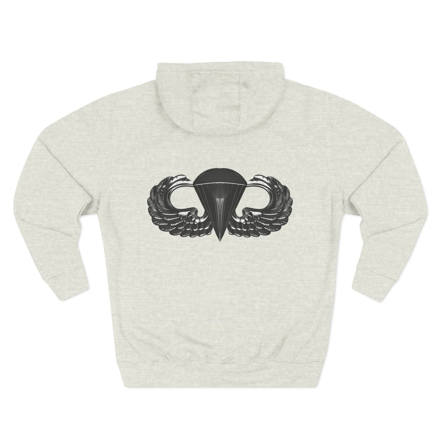 Airborne Black Winged on Back, Cozy Three-Panel Fleece Hoodie for Everyday Comfort