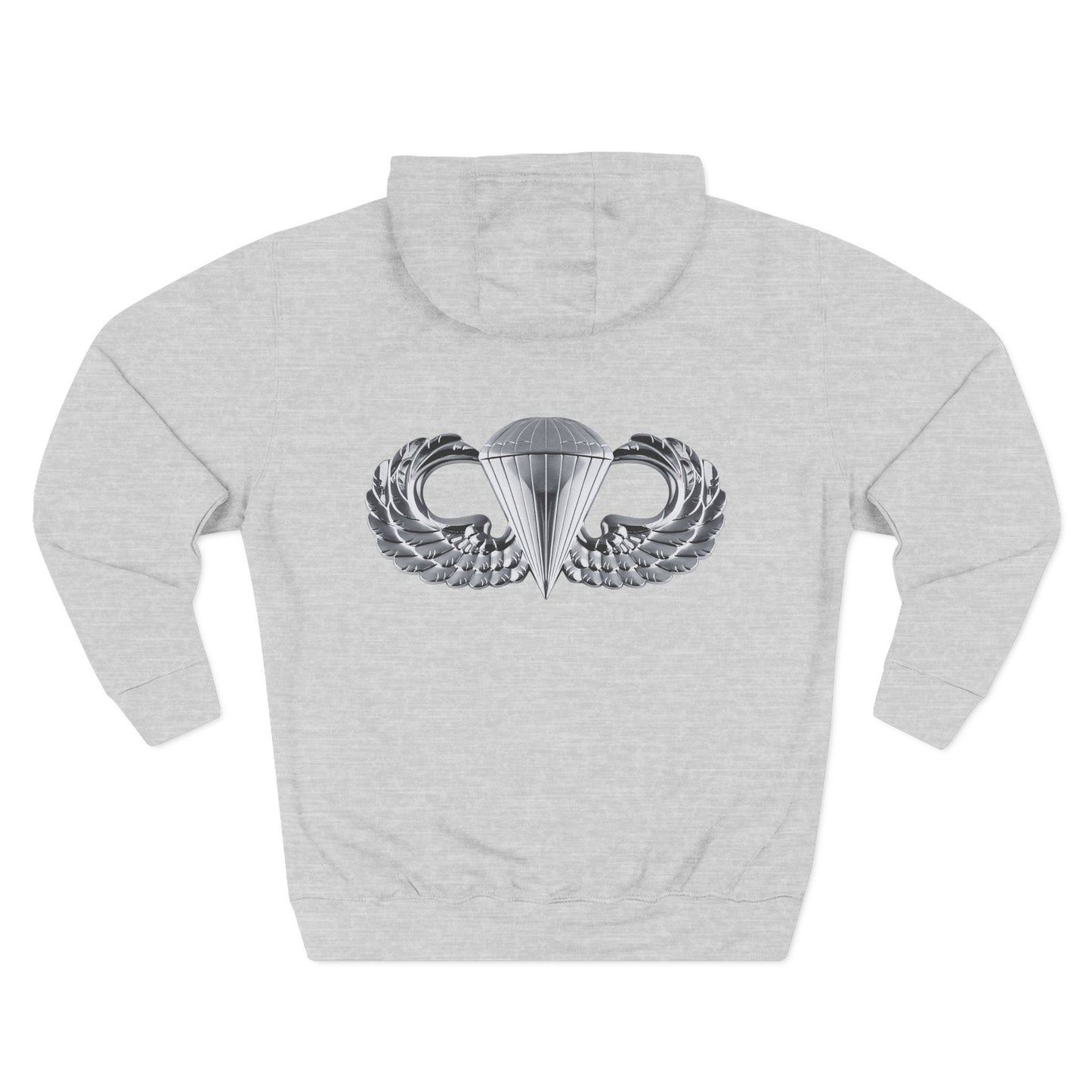 Airborne Silver Winged On Back, Cozy Three-Panel Fleece Hoodie for Everyday Comfort