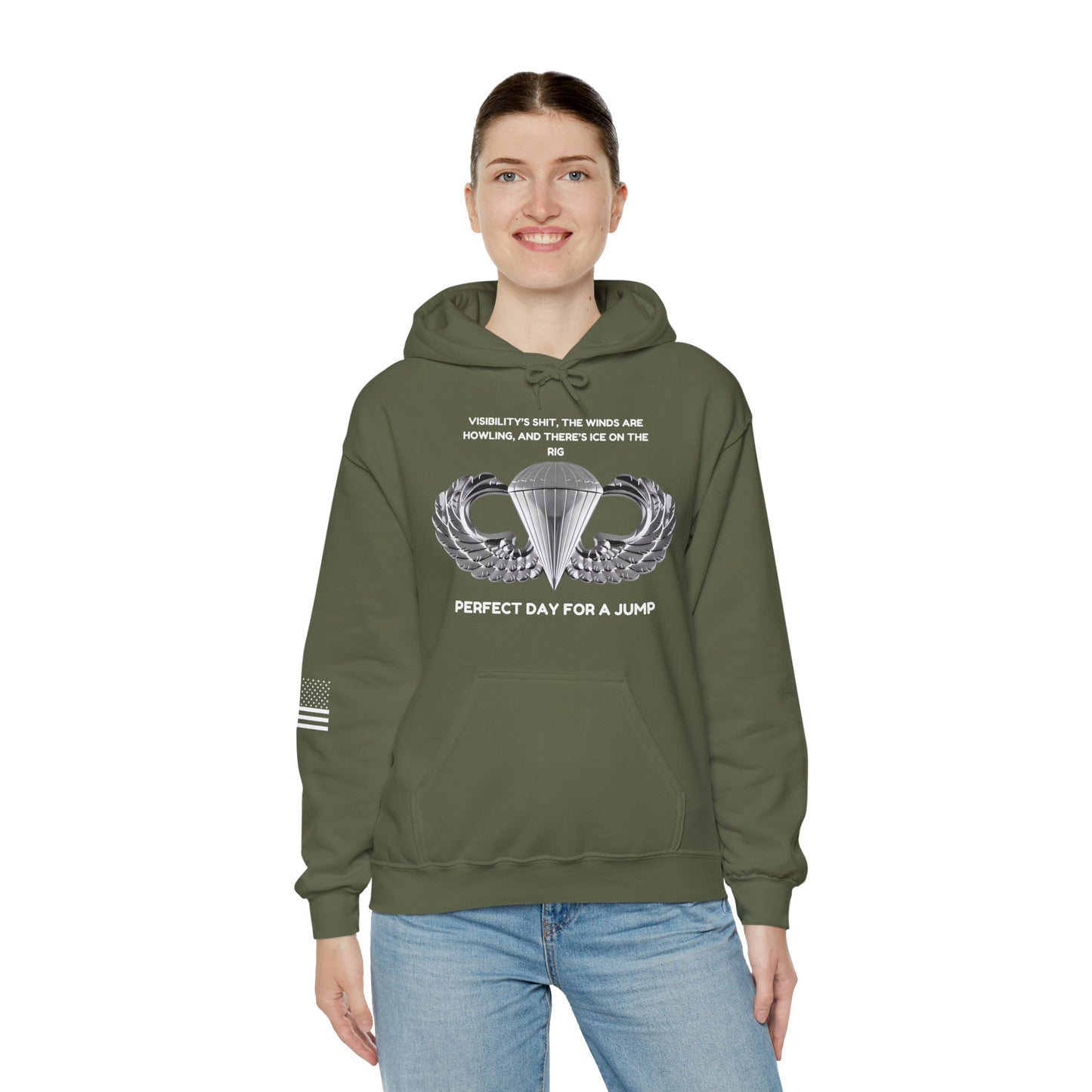 Airborne Unisex Heavy Blend Hoodie - Perfect Day For A Jump, Army, Veteran, Patriotic, Casual Wear, Gift for Airborne Enthusiasts