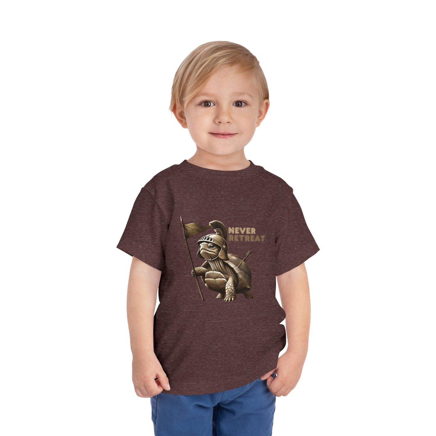 Never Retreat Toddler T-Shirt - Cute Warrior Turtle Design