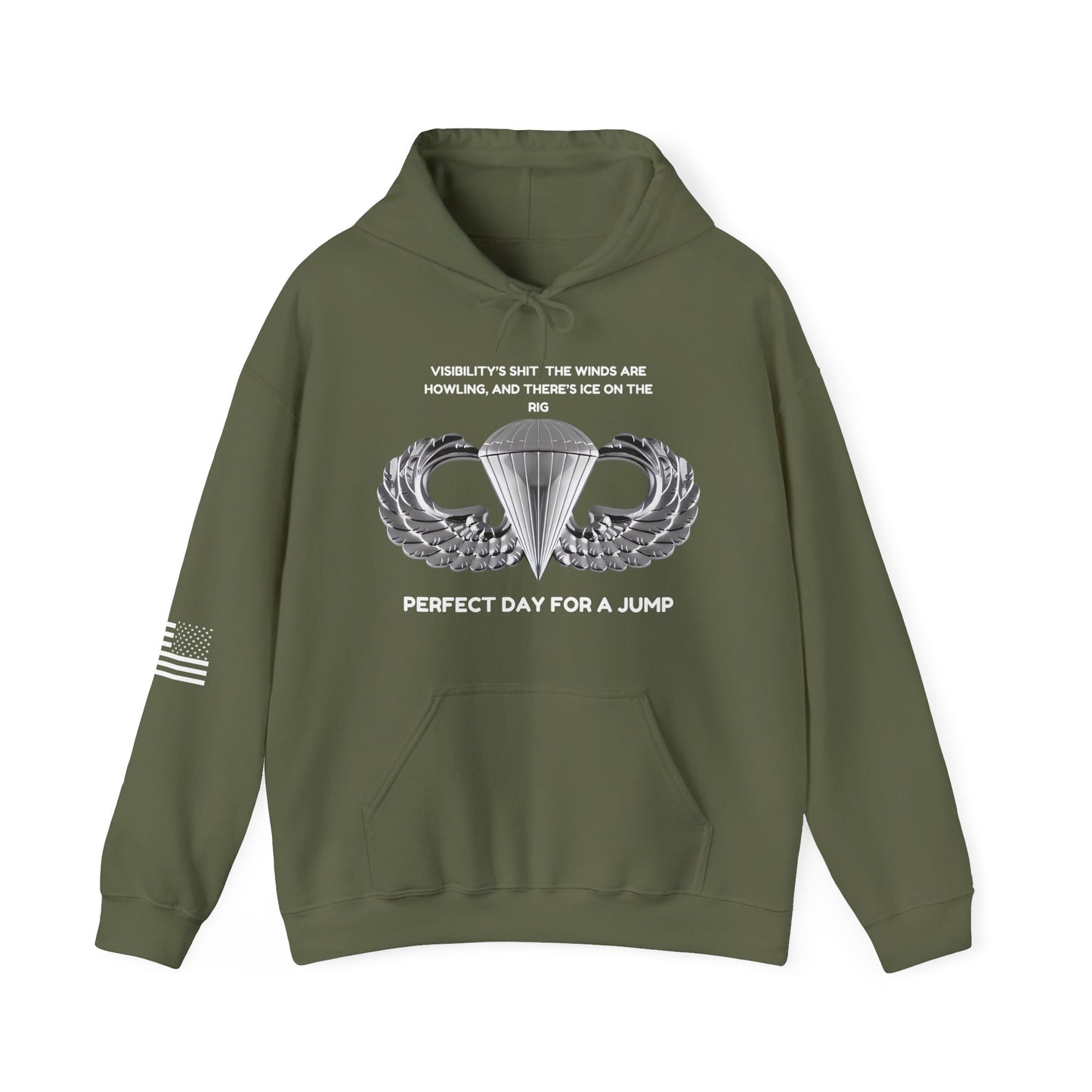 Airborne Unisex Heavy Blend Hoodie - Perfect Day For A Jump, Army, Veteran, Patriotic, Casual Wear, Gift for Airborne Enthusiasts