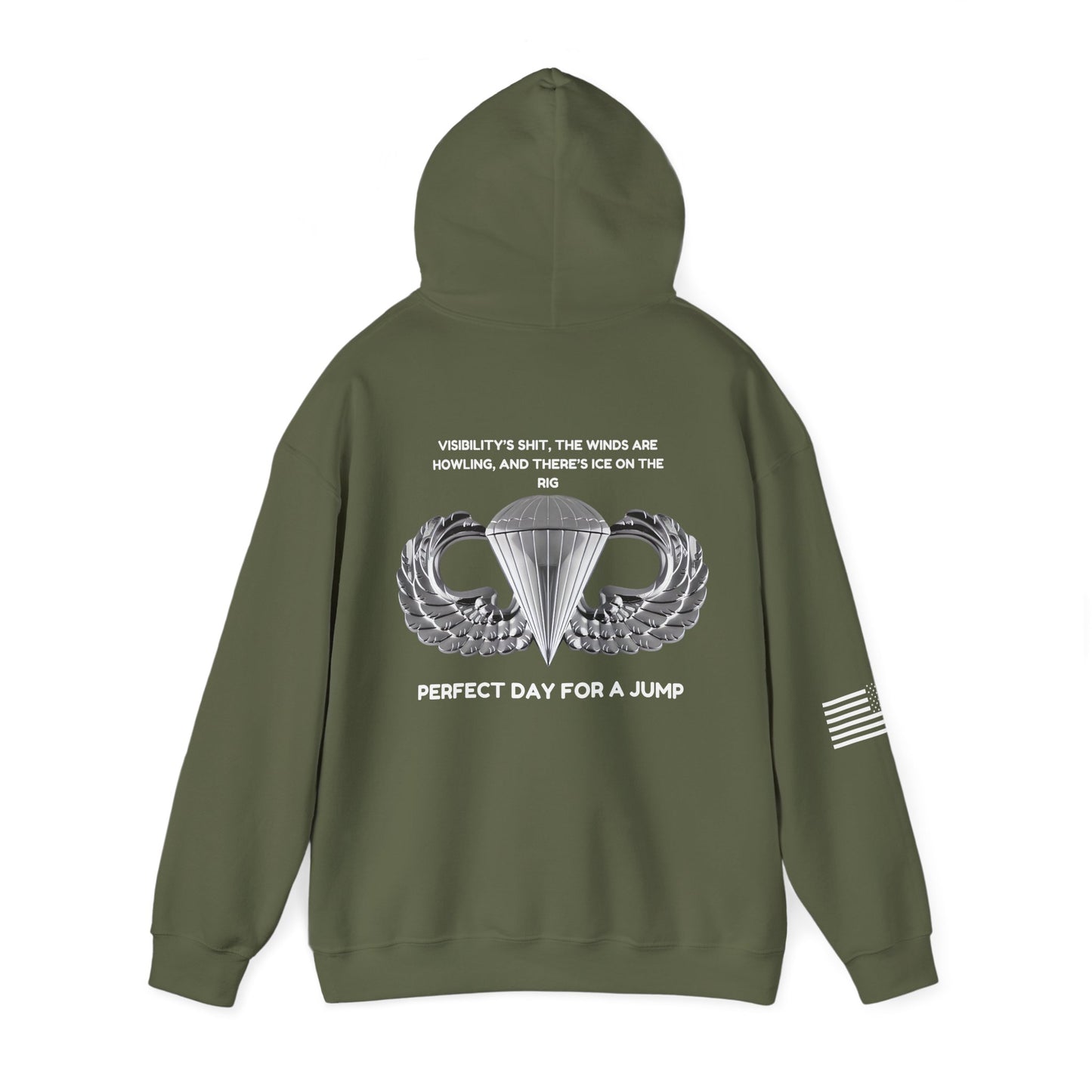 Airborne Unisex Heavy Blend Hoodie - Perfect Day For A Jump, Army, Veteran, Patriotic, Casual Wear, Gift for Airborne Enthusiasts