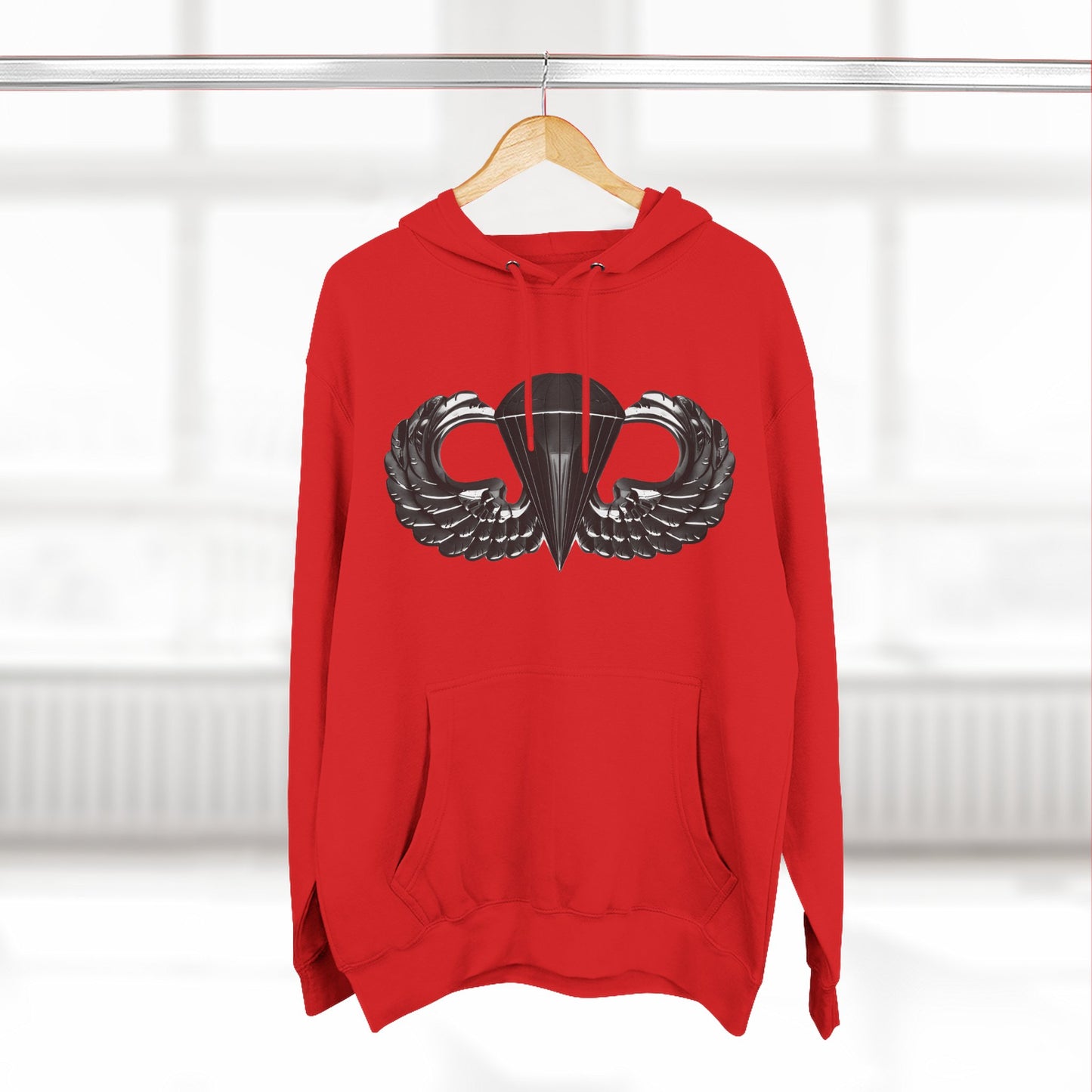 Airborne Black Winged, Cozy Three-Panel Fleece Hoodie for Everyday Comfort