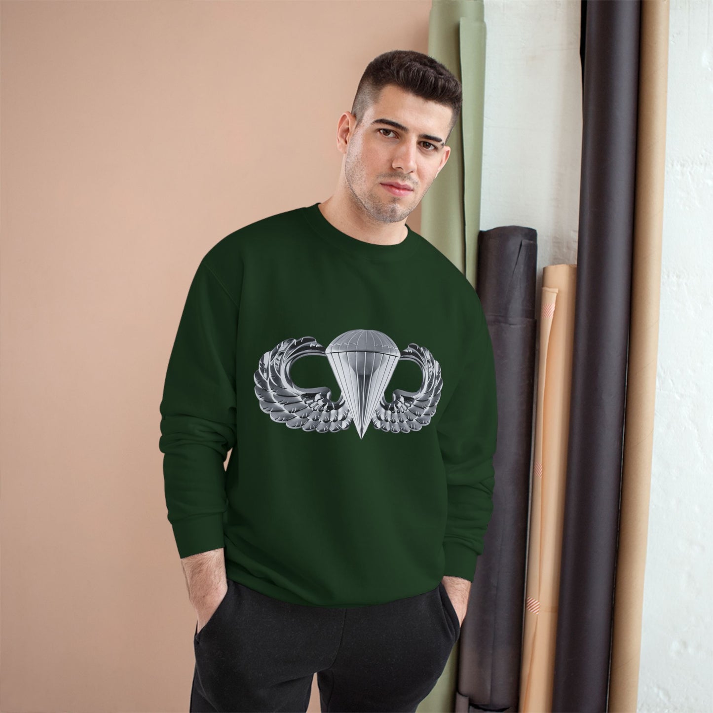 Champion Sweatshirt with Airborne Silver Winged Design - Perfect for Casual Wear and Gifting