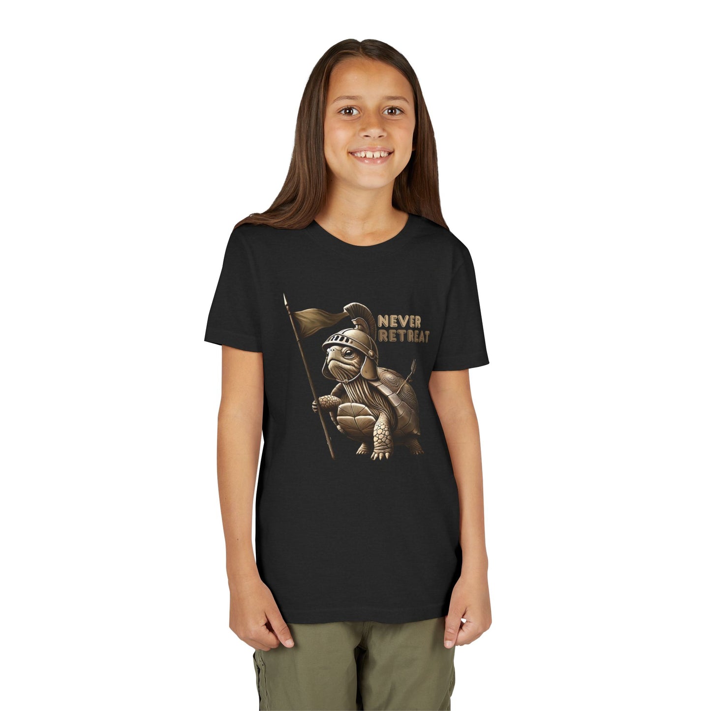 Youth Short Sleeve Tee - Never Retreat Warrior Turtle Design